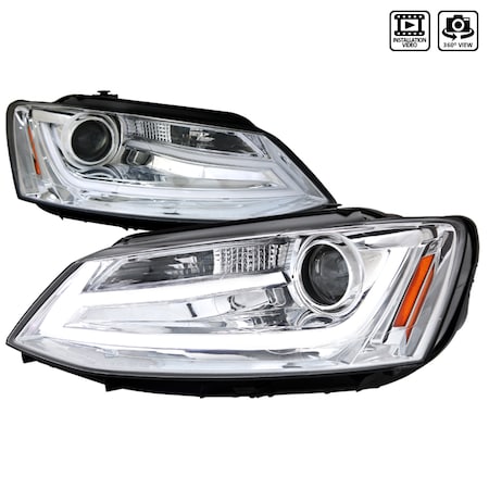 Spec-D Tuning 11-12 Volkswagen Jetta Projector Headlights Chrome 2LHP-JET11-TM